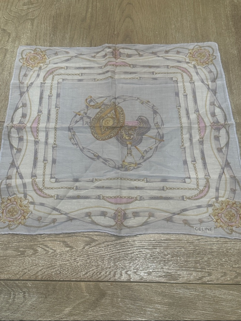 Celine Paris Silk Blend Neckerchief Scarf 18”x18” - Picture 3 of 5